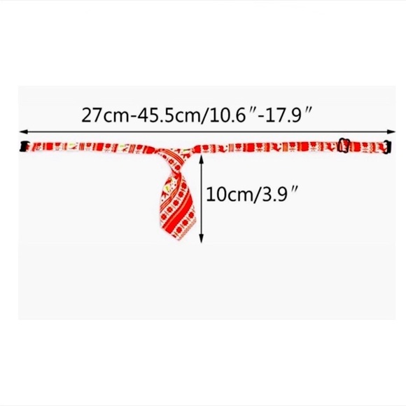 Cat Necktie Christmas Collar Adjustable Clip Buckle Red White Stripe - Picture 3 of 11